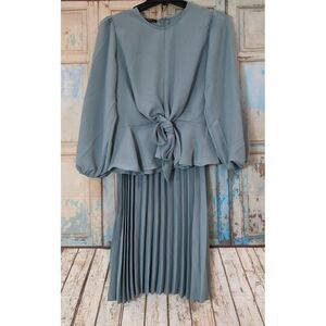 Shrup Womens Size Small Blue Modern Islamic Pleated Skirt Suit Dress 2 Piece